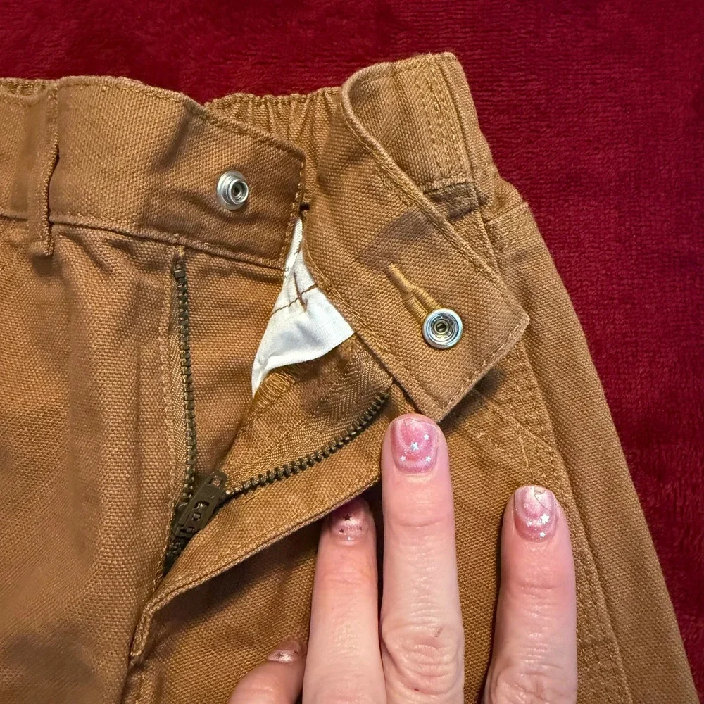 Carhartt Kids Brown Canvas Carpenter Pants 12M Elastic Waist Utility‎ Trousers